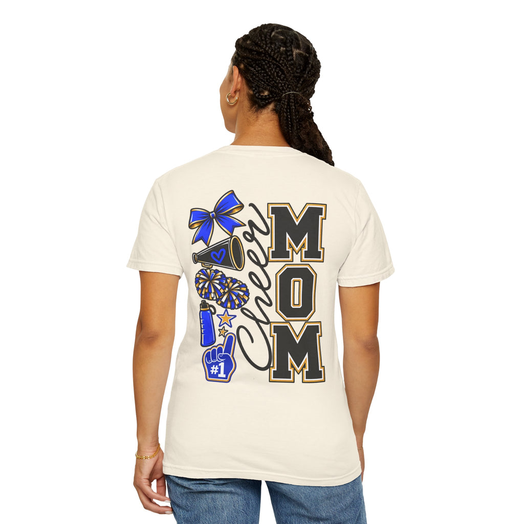 Cheer Mom T-Shirt — Cheerleading Mom Tee with Pom Poms & Megaphone Design