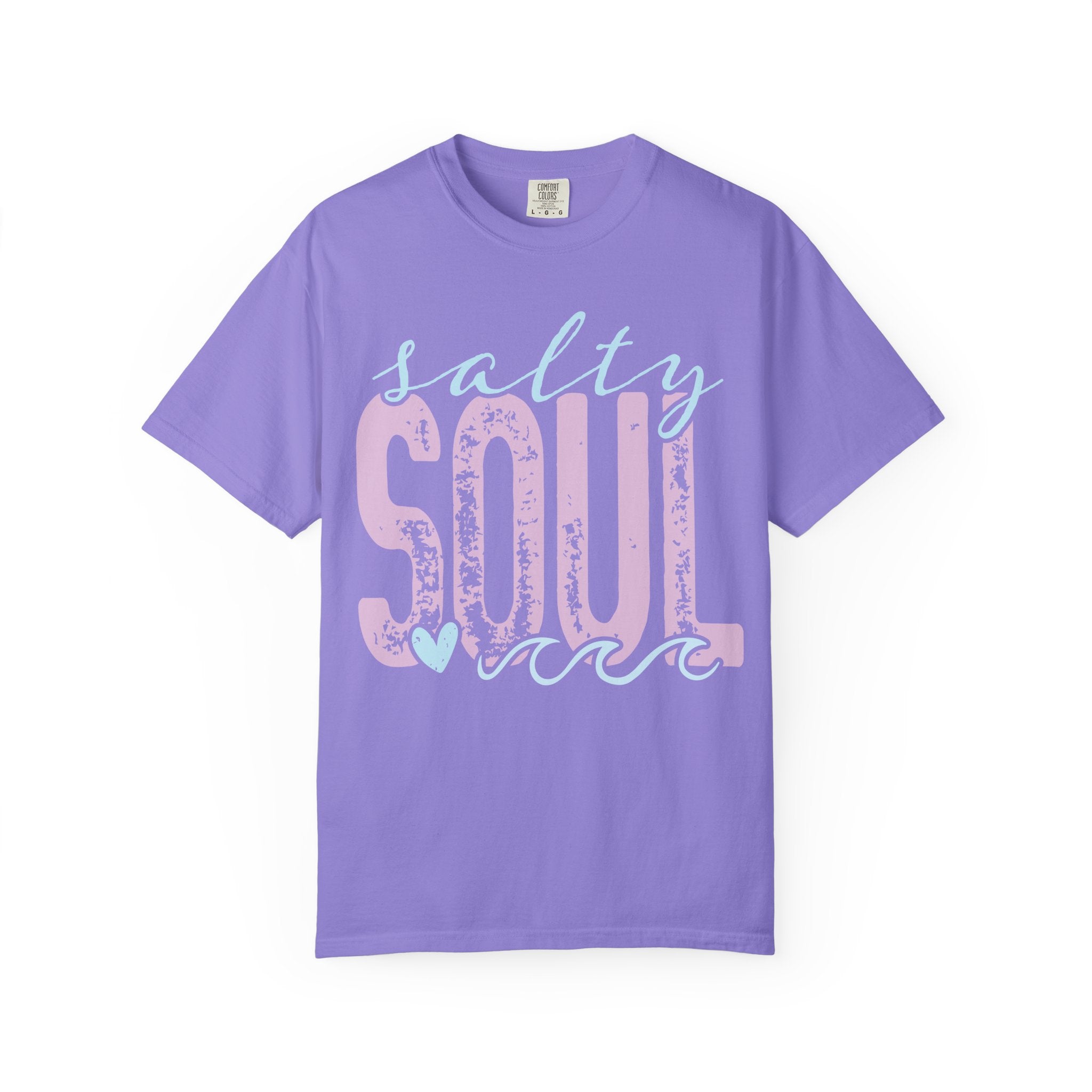 Salty Soul T-shirt | beachy seaside design, script & distressed letters