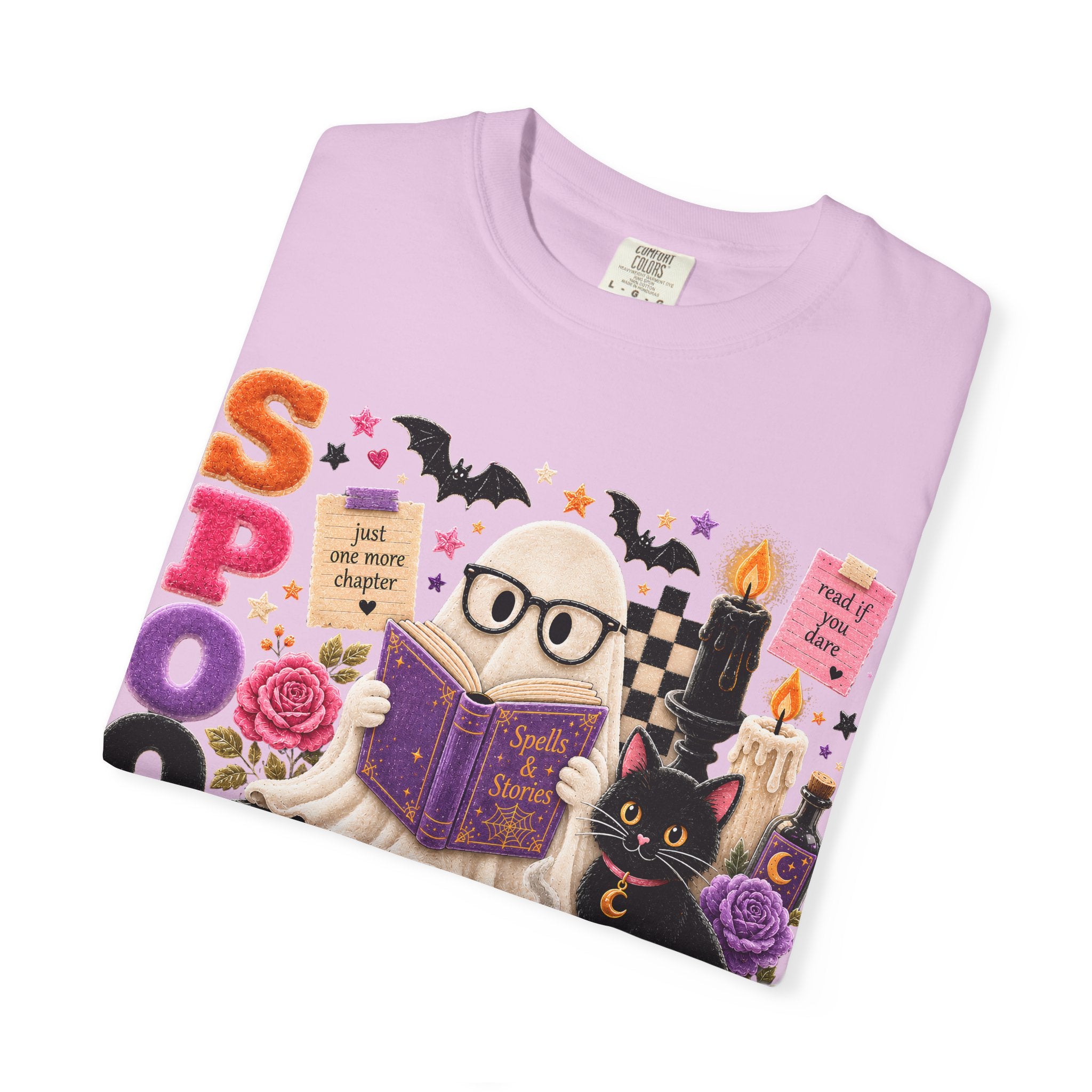 Spooky Book Club T-shirt | Halloween Reading Cat Owl Pumpkin