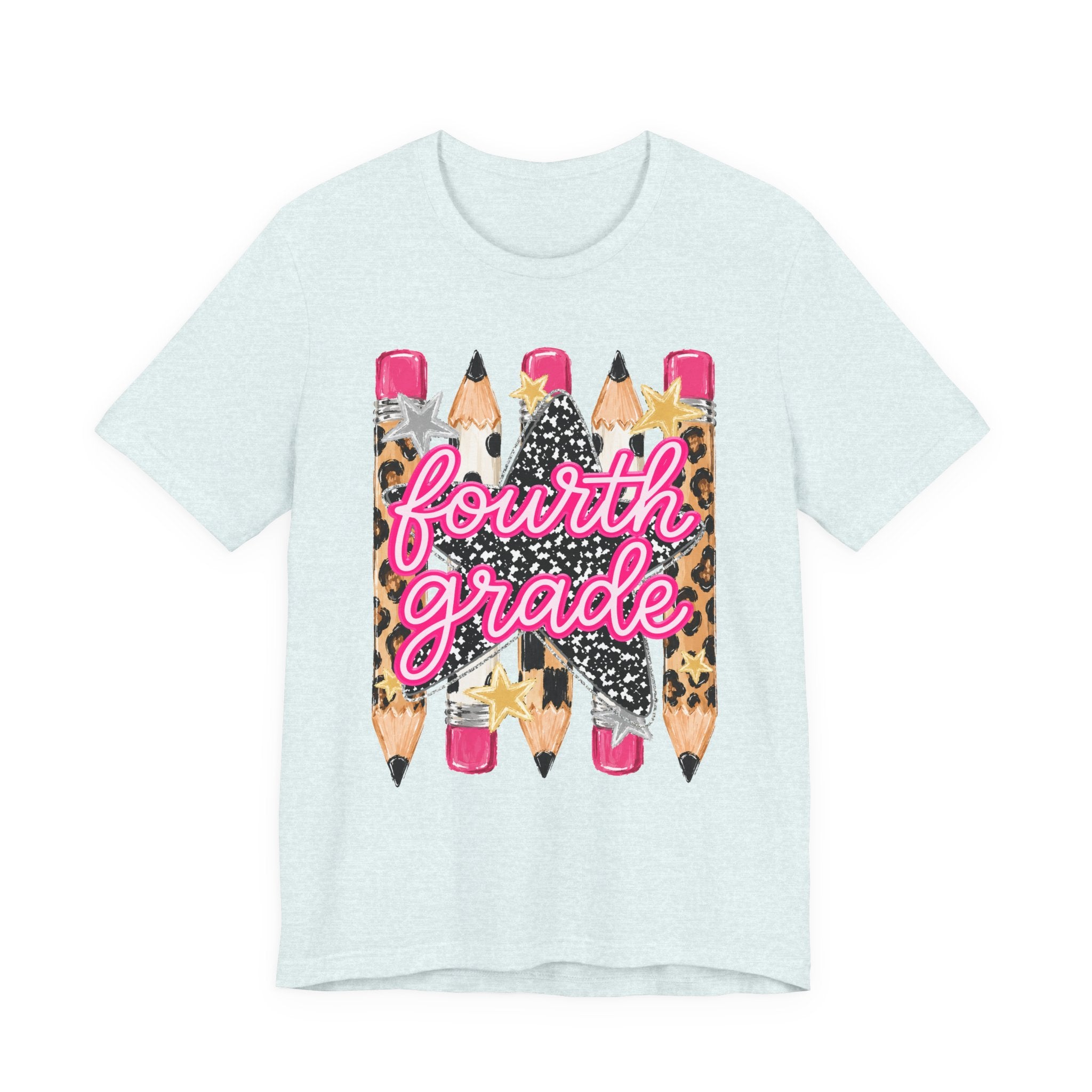 Fourth Grade Pencil Tee — Leopard & Glitter Back-to-School Shirt