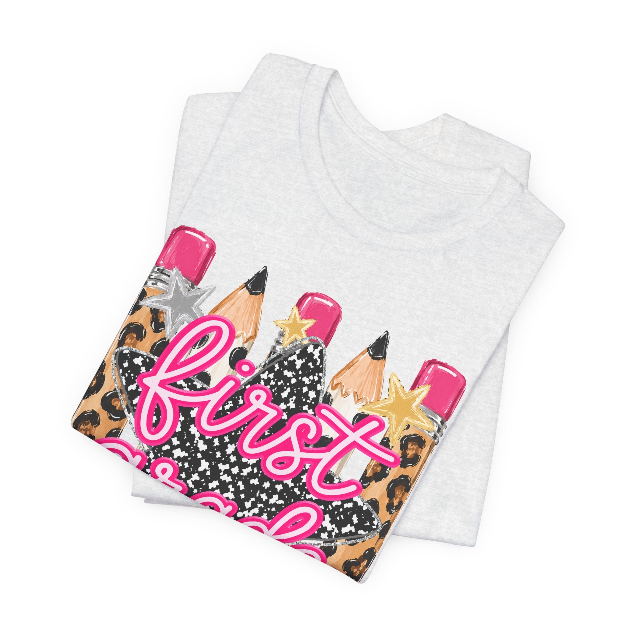 First Grade Pencils Leopard Print Kids Tee