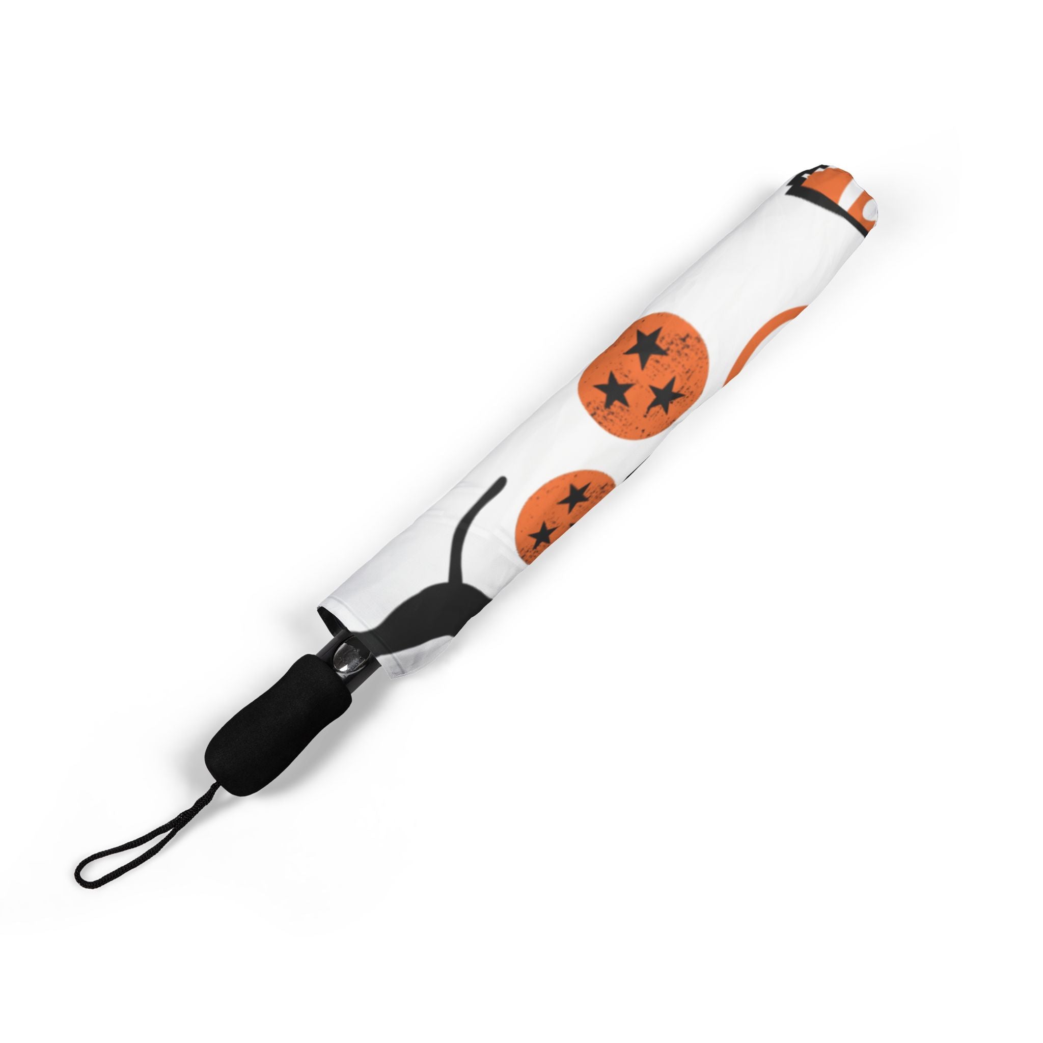 TN Vol lover Foldable Umbrella — Orange Black Pattern, Semi-Automatic Travel Umbrella