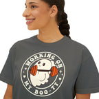 Women's Boxy Tee — Cute 'Working on My Boo-ty Ghost Weightlifting Fitness Shirt