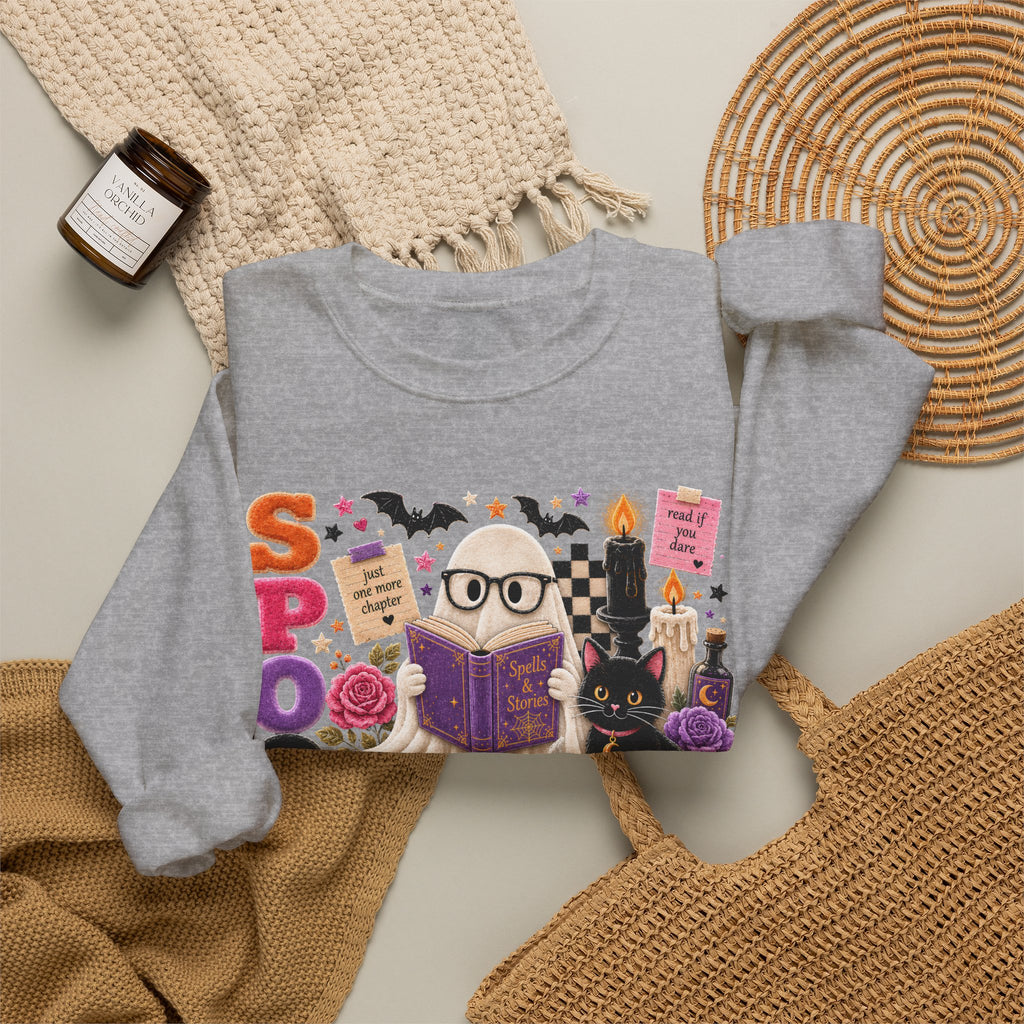 Spooky Book Club Sweatshirt | Halloween Ghost Reading Graphic | Cozy Fall Book Lover Crewneck