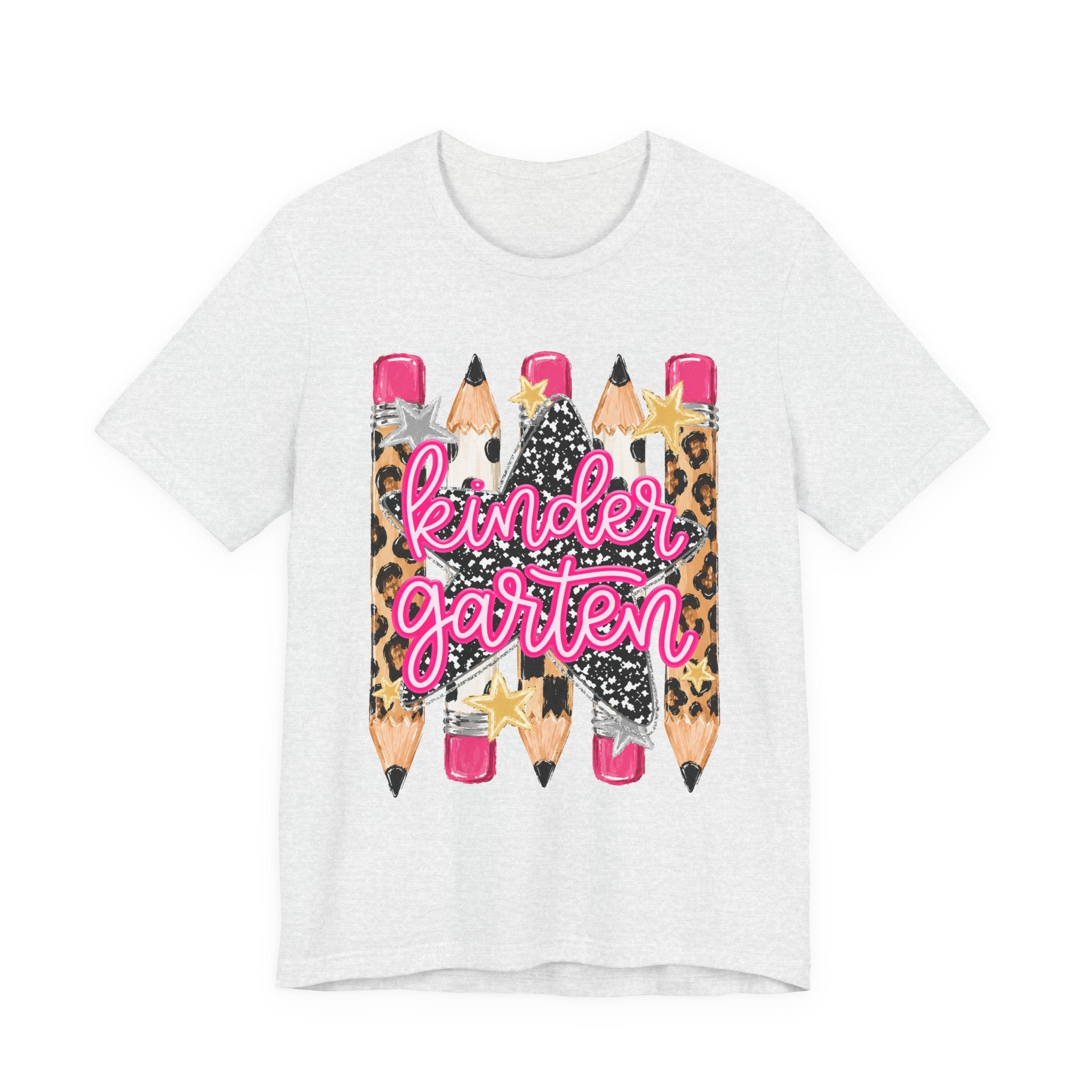 Kindergarten Pencils T-Shirt — Cute Leopard Print School Tee