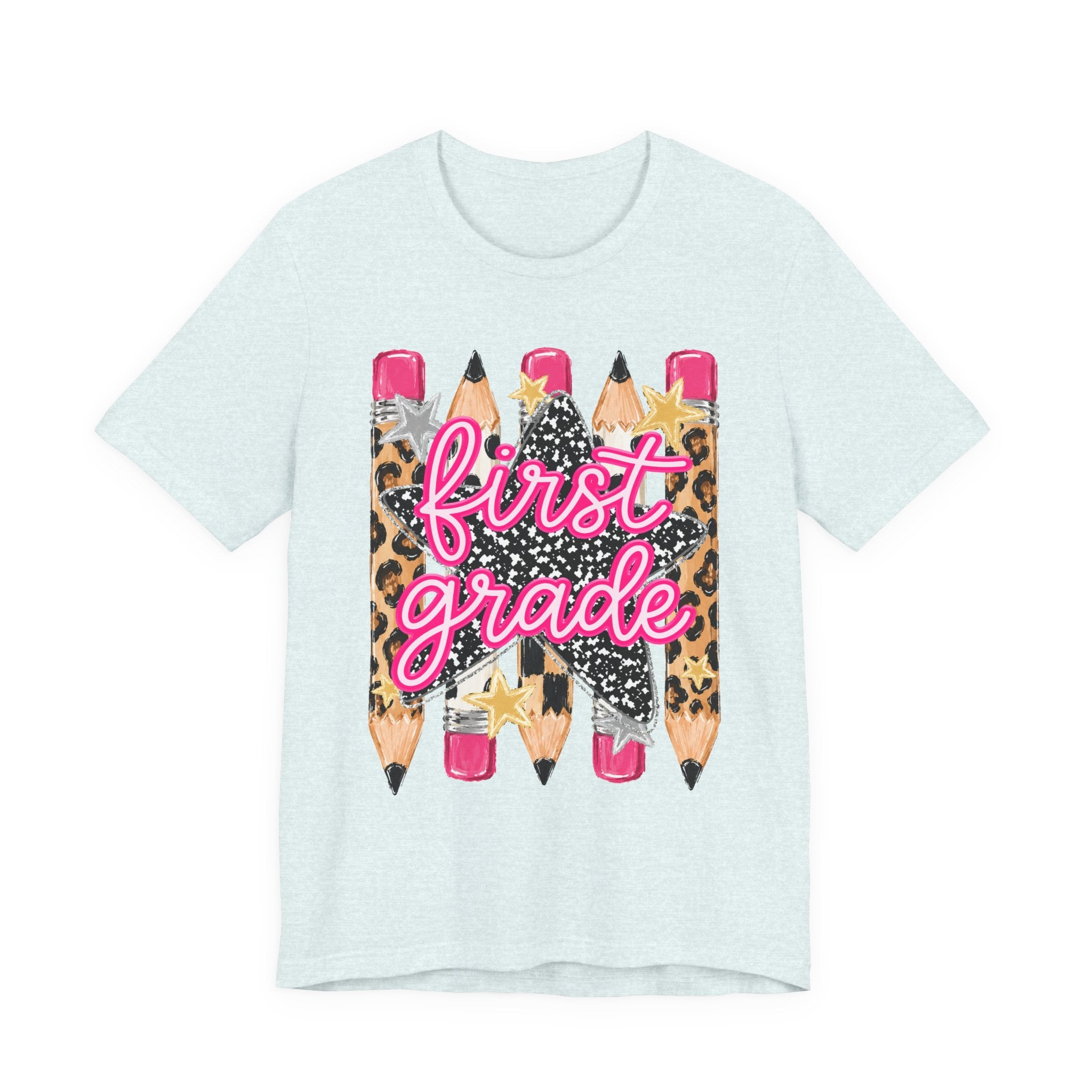 First Grade Pencils Leopard Print Kids Tee