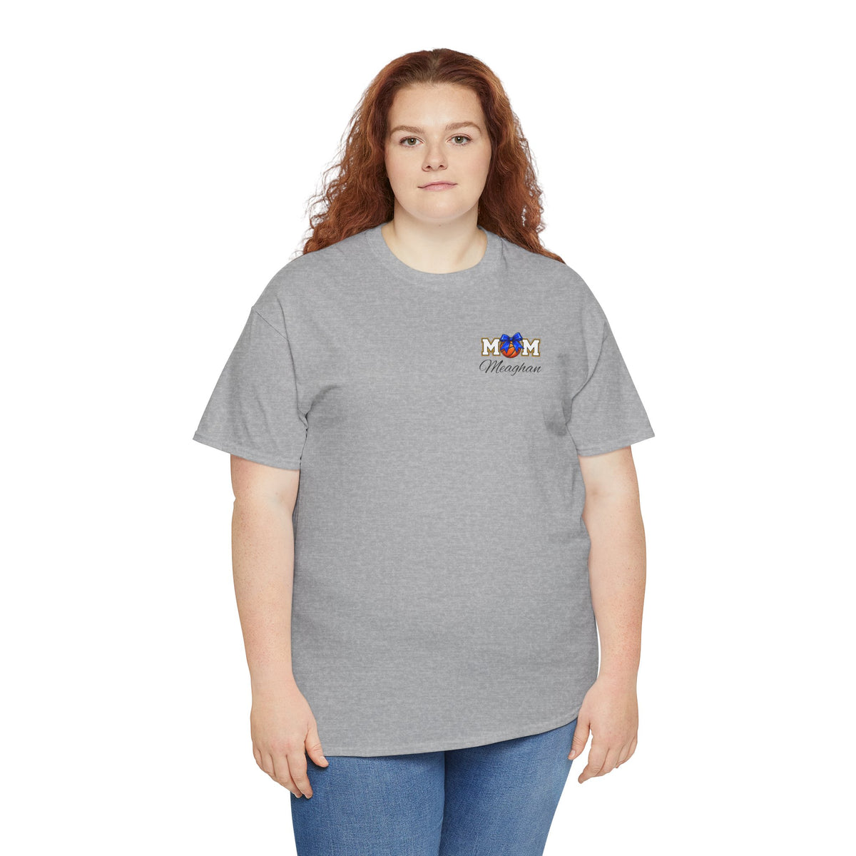 Basketball Mom T-Shirt — 'MOM' Lettering with Hoop, Ball & #1 Foam Finger Design