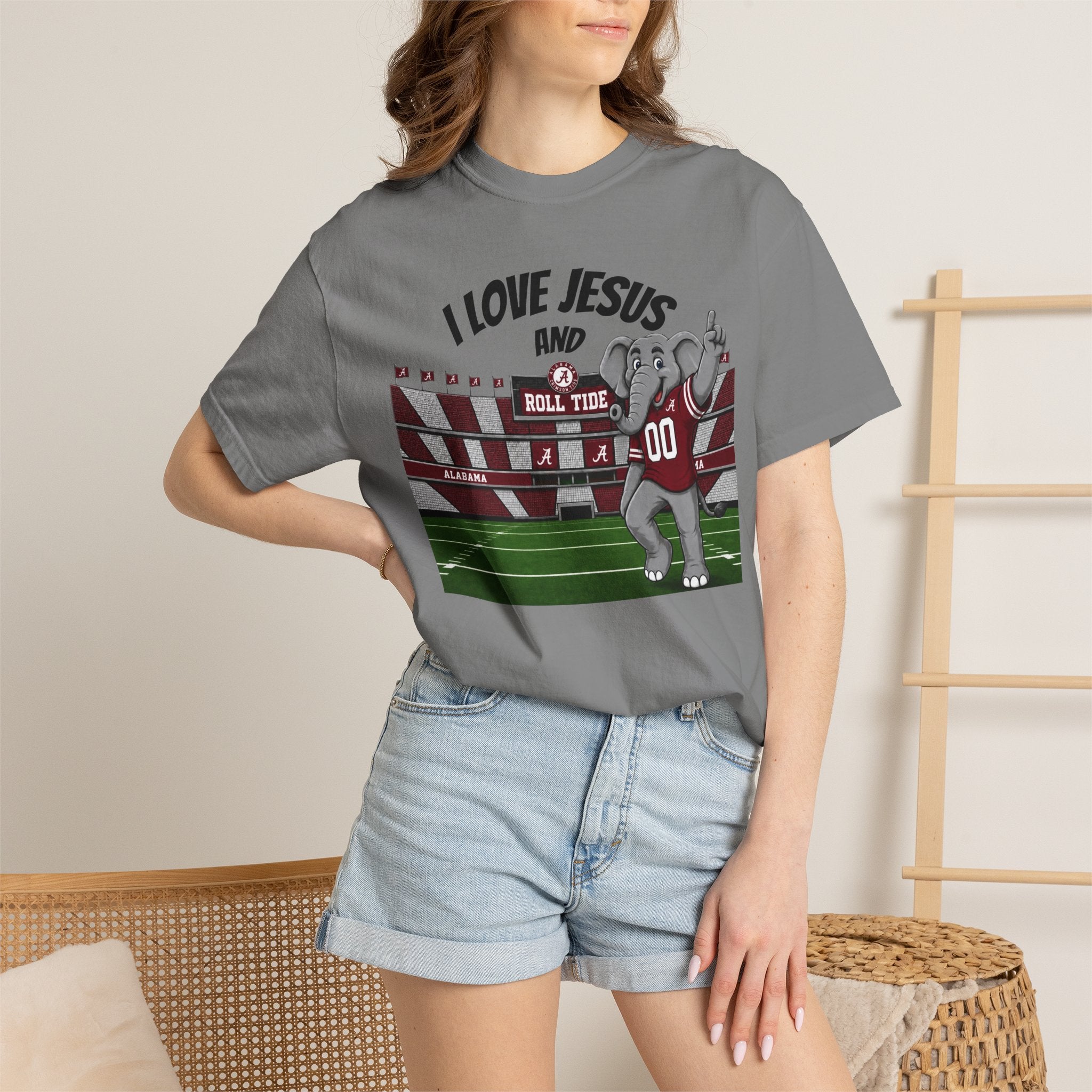 I Love Jesus and Roll Tide T-Shirt — Alabama Football Elephant Graphic Tee