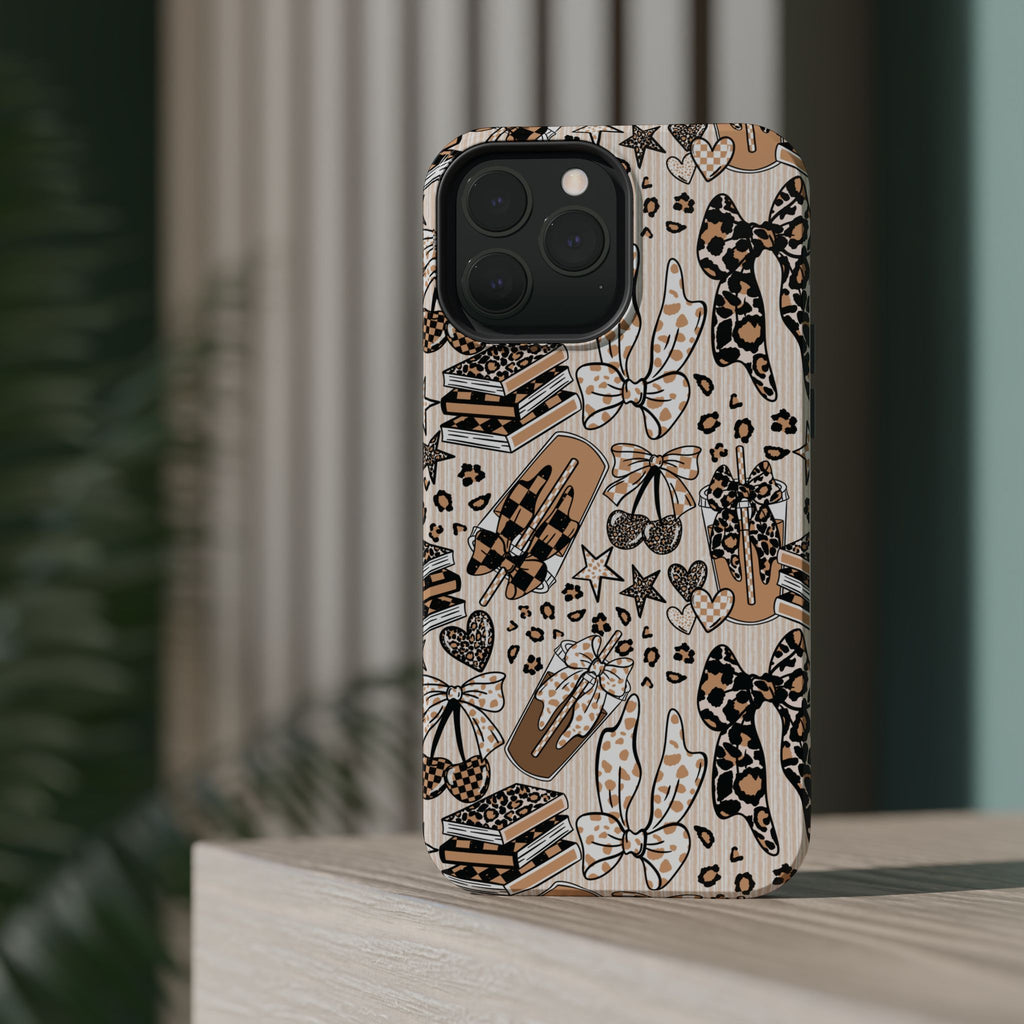 Cheetah bows iced coffee love Magnetic Impact-Resistant Cases