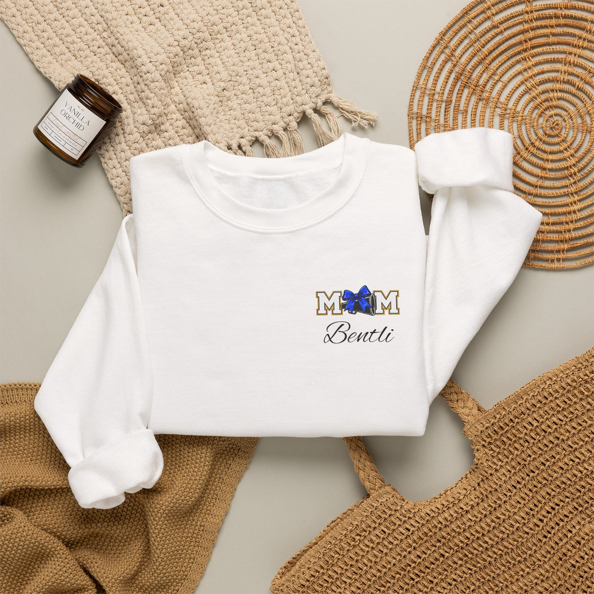 Cheer MOM personalizable name Gildan crewneck sweatshirt