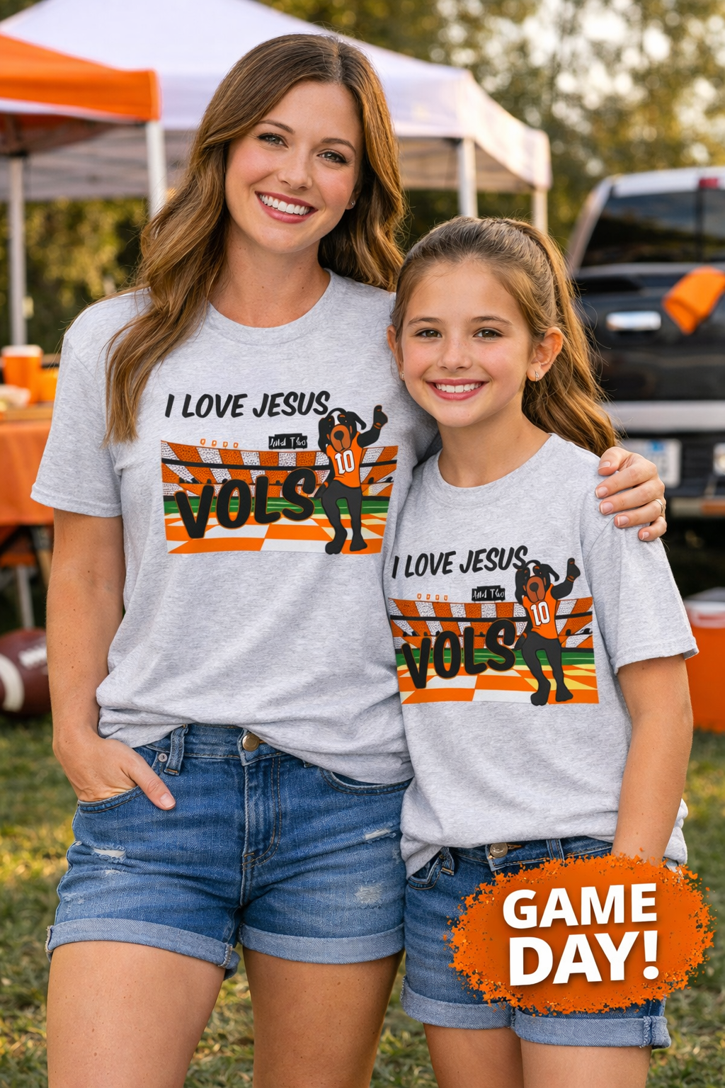 I Love Jesus Vols T-Shirt | Football  TN Stadium Graphic Tee, Orange and White Tennessee Vols