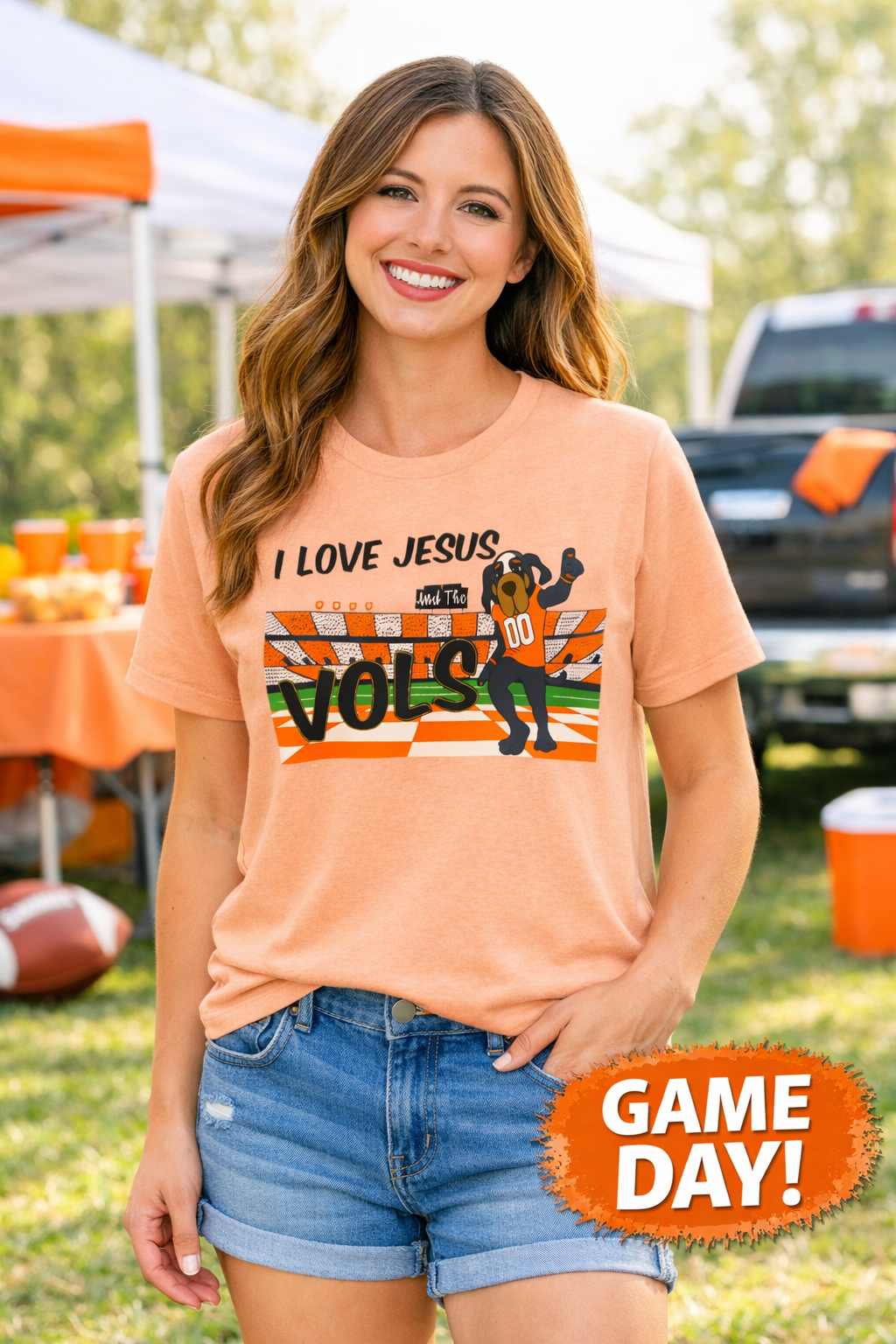 I Love Jesus Vols T-Shirt | Football  TN Stadium Graphic Tee, Orange and White Tennessee Vols
