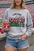 Gildan Alabama and Jesus sweatshirt , roll tide gifts for women