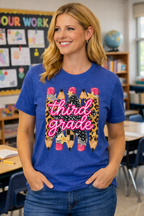 Third Grade Pencils T‑Shirt — Leopard & Glitter Back-to-School Tee