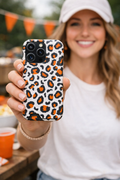Orange white and grey cheetah print Phone Case With Card Holder, Tennessee Vols colors phone case
