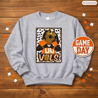 Youth Crewneck Sweatshirt — Cheerful Mascot ‘Go Vols’ Leopard Print Kids Pullover