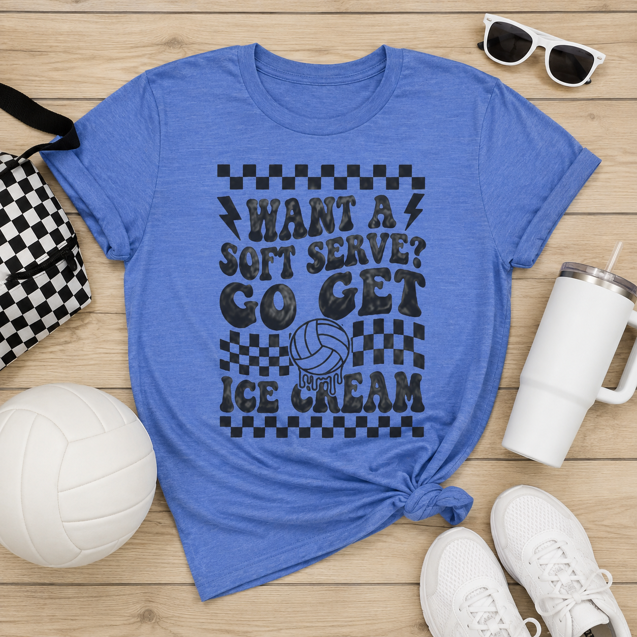 Youth Volleyball humor team tshirt, want a soft serve go get icecream tee
