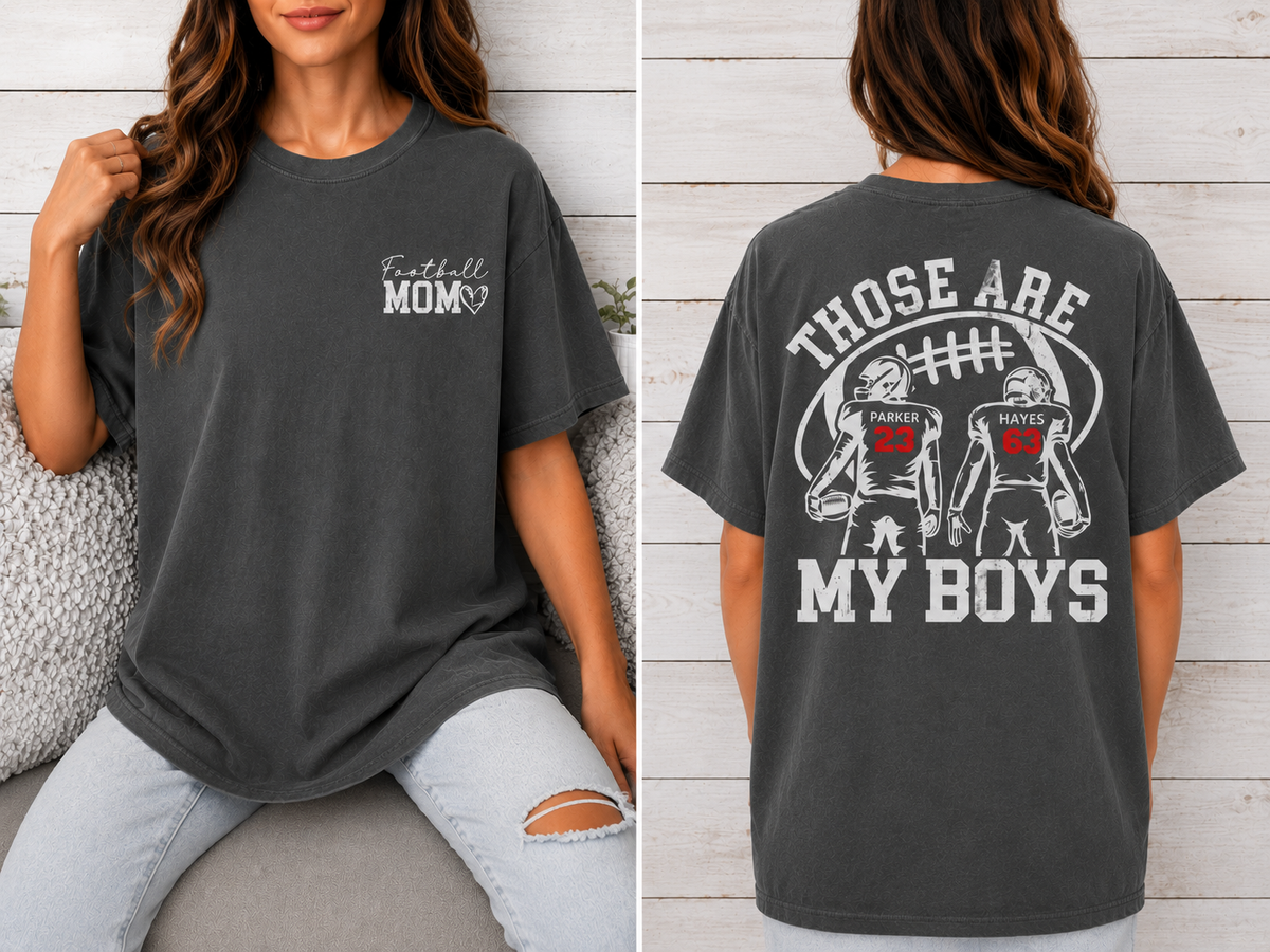 MOM Customizable numbers and names football comfort colors shirt