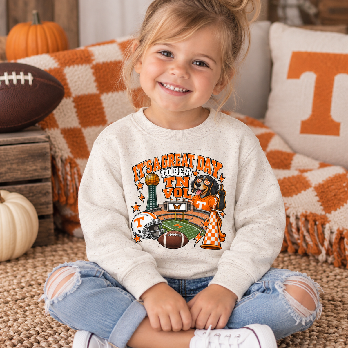 Toddler Sweatshirt - "It's a Great Day to Be a Vol" Football Stadium Mascot Design