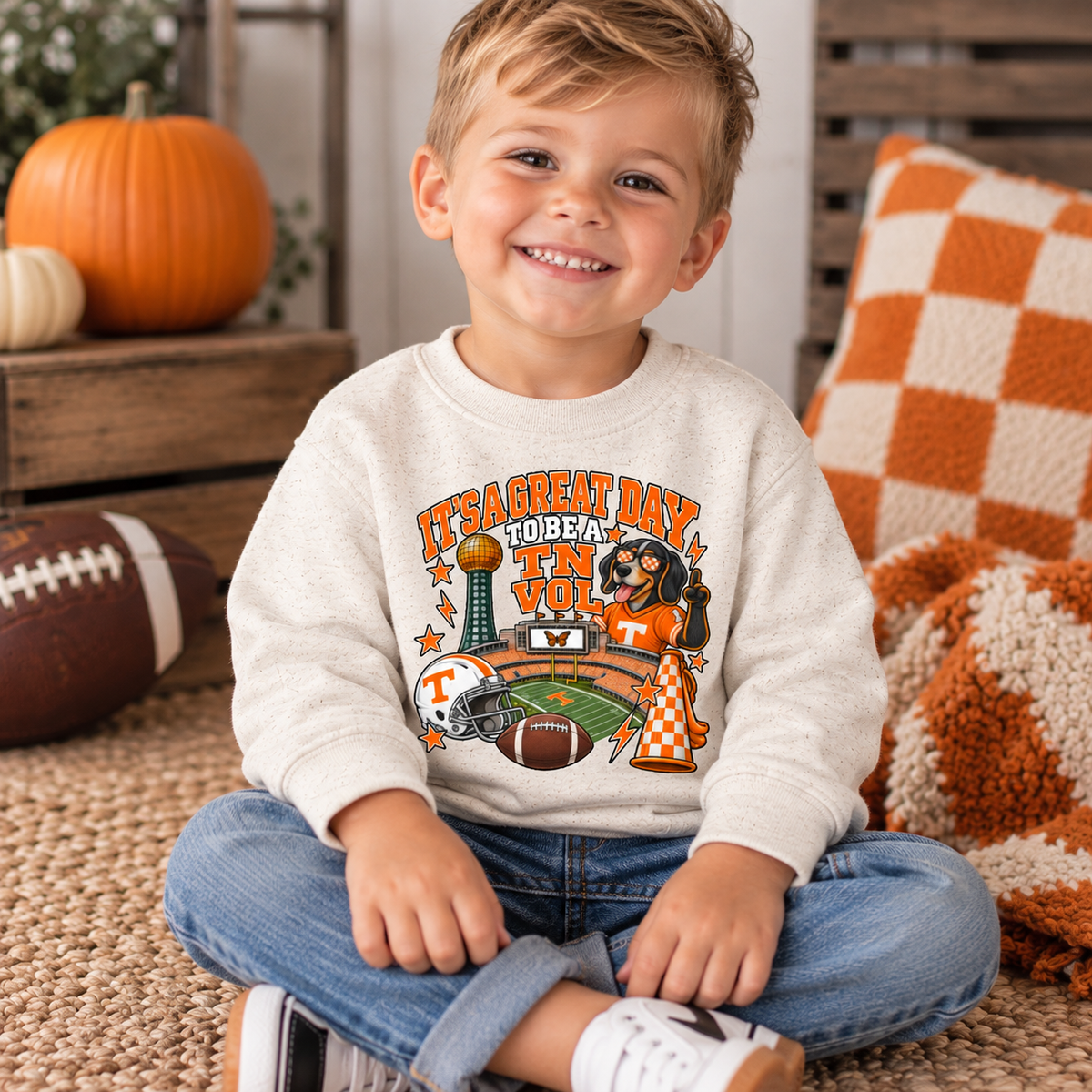 Toddler Sweatshirt - "It's a Great Day to Be a Vol" Football Stadium Mascot Design