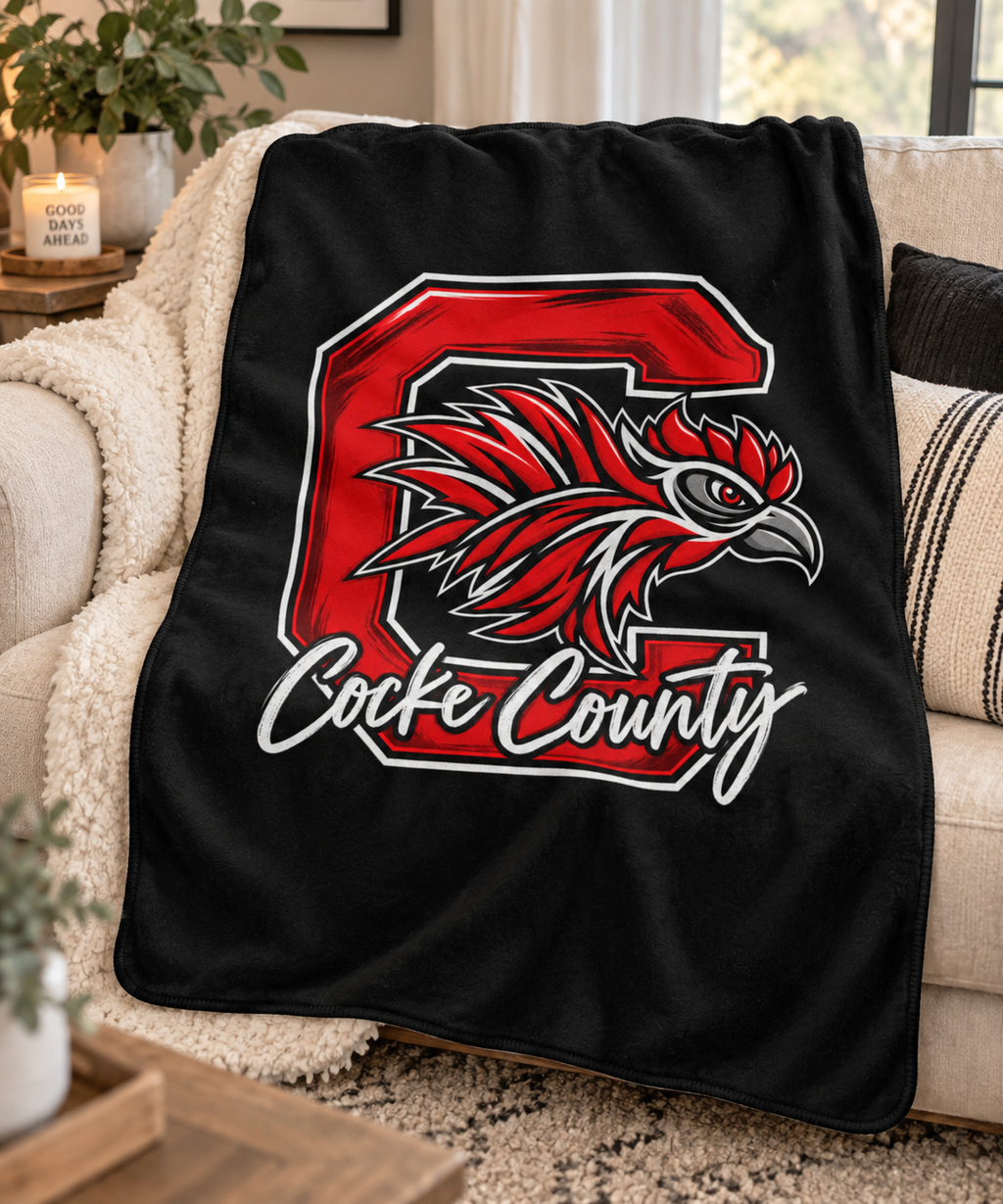 Sherpa Fleece Blanket — Cocke County Red  Logo Cozy Throw