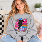 Youth Crewneck Sweatshirt - Retro Glam Lightning Bolt Graphic with 'Queen' Pop Art