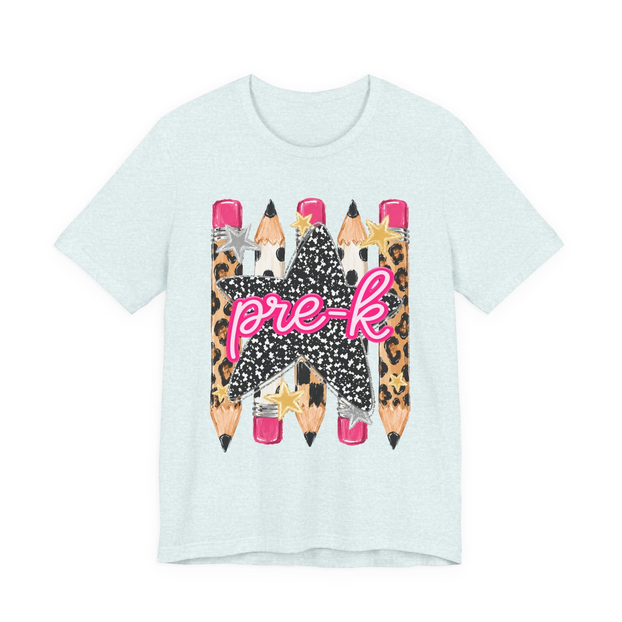 Pre-K Star Pencil T-Shirt — Cute Leopard School Teacher Tee