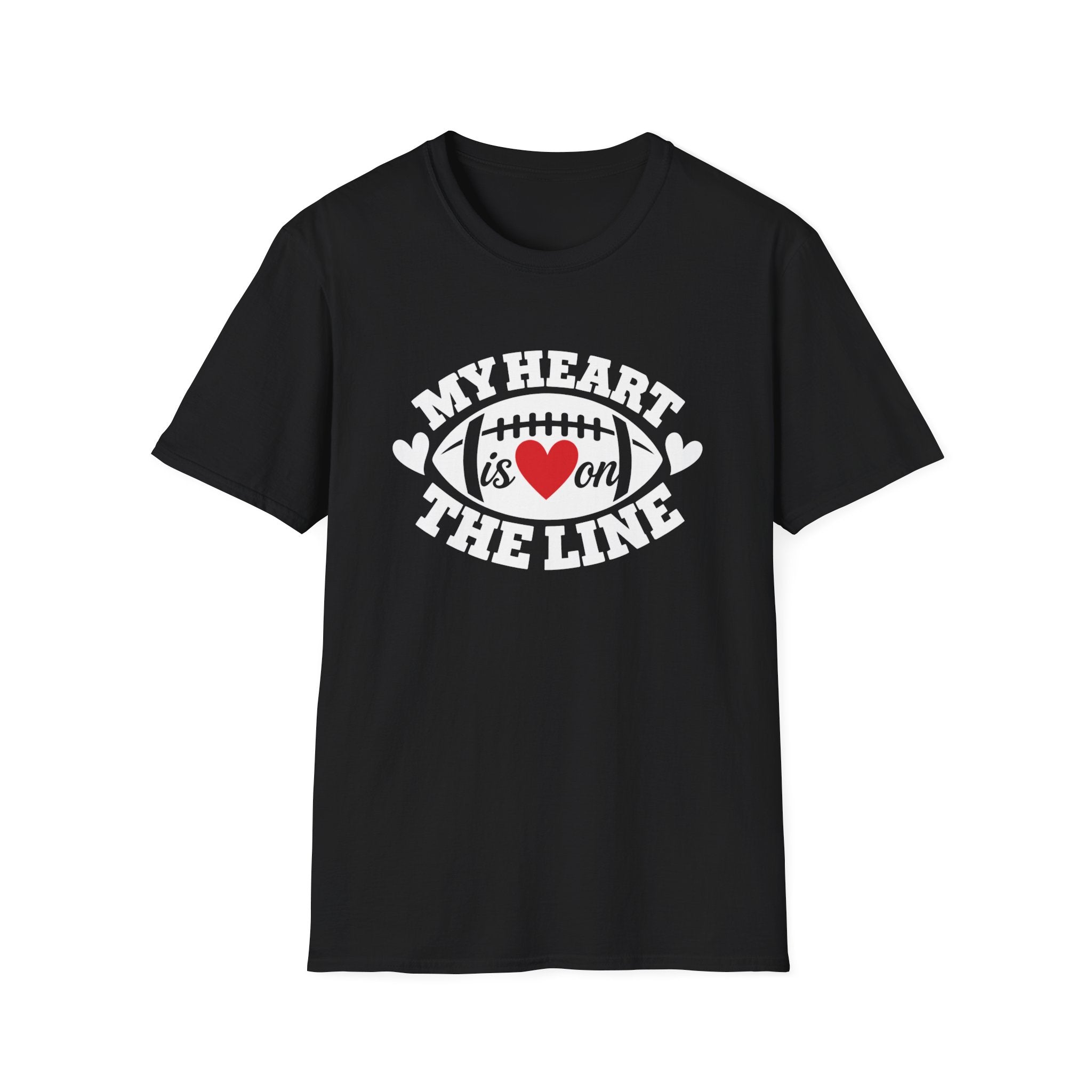 My Heart Is On The Line Football T-Shirt — Heart & Football Fan Tee