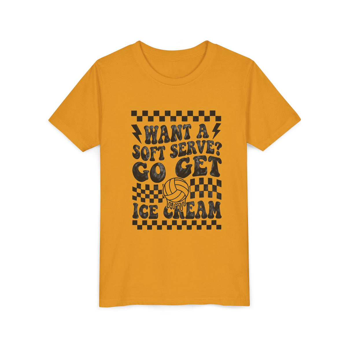 Youth Volleyball humor team tshirt, want a soft serve go get icecream tee