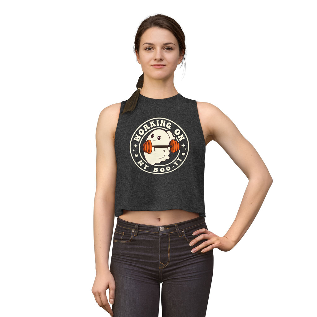 Crop Top — "Working On My Booty" Cute Ghost Weightlifting Fitness Tank