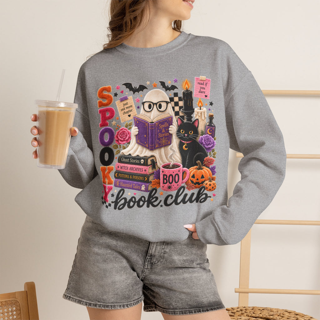 Spooky Book Club Sweatshirt | Halloween Ghost Reading Graphic | Cozy Fall Book Lover Crewneck