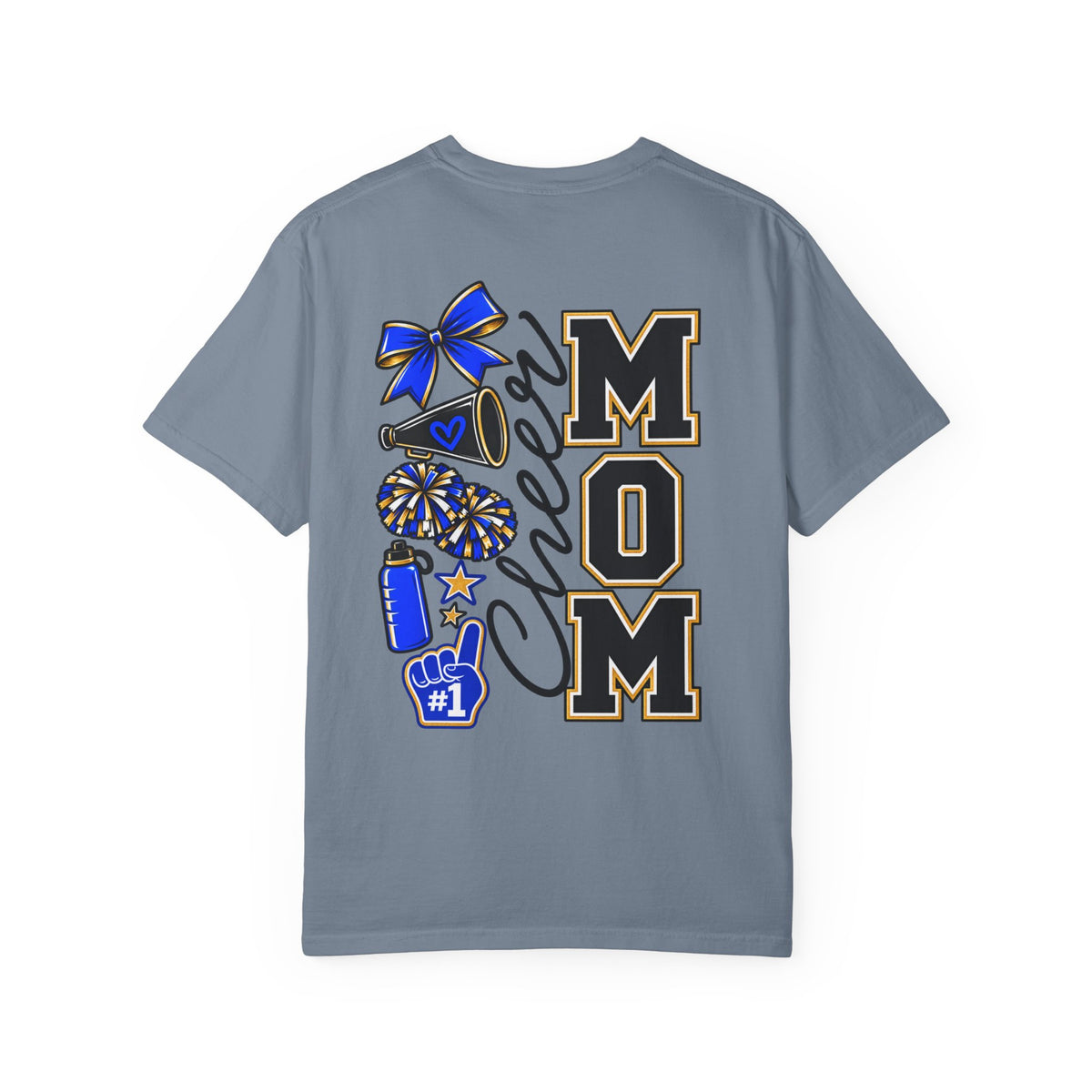 Cheer Mom T-Shirt — Cheerleading Mom Tee with Pom Poms & Megaphone Design