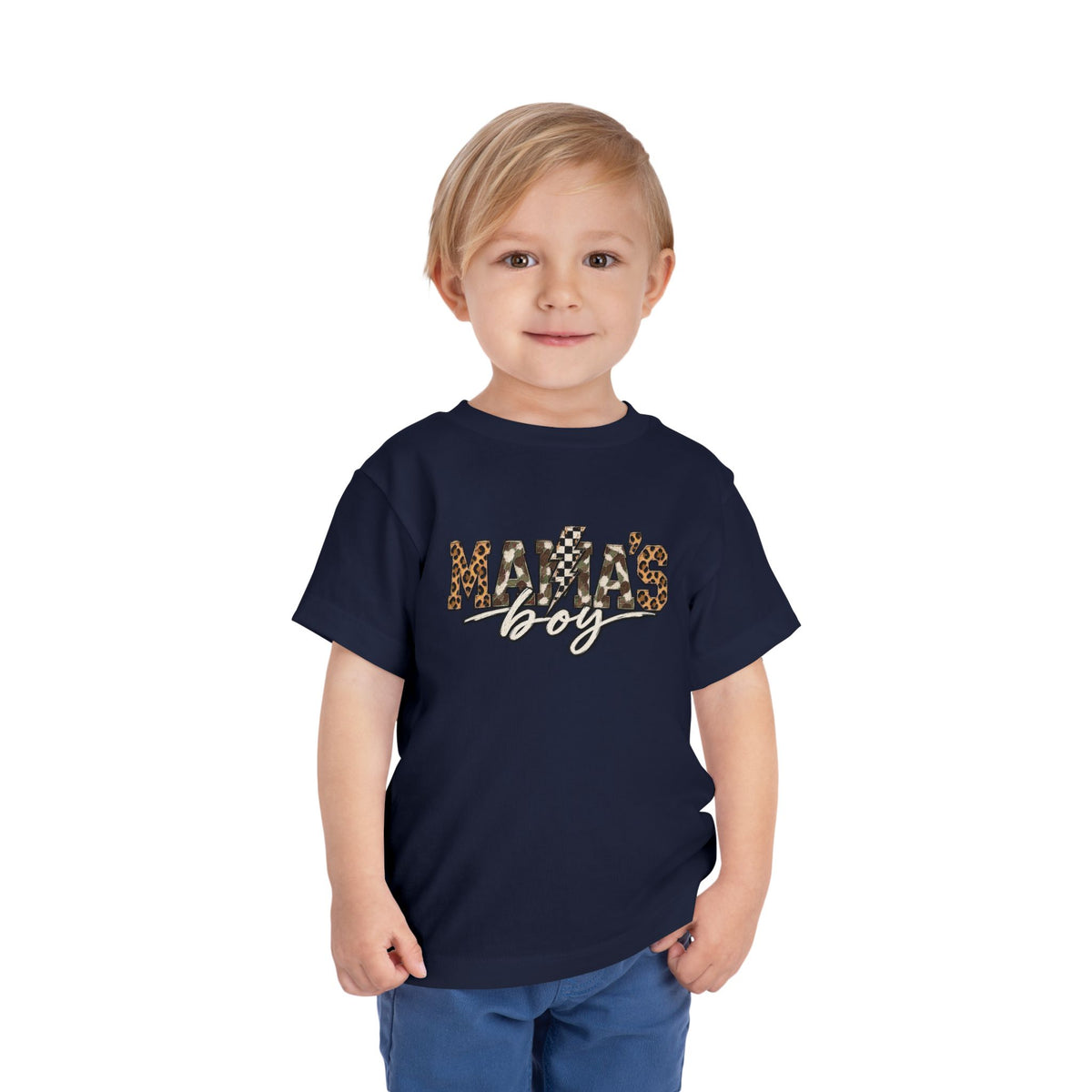 Mama's Boy Toddler matching Tee — Leopard Print Graphic Shirt for Baby Boys