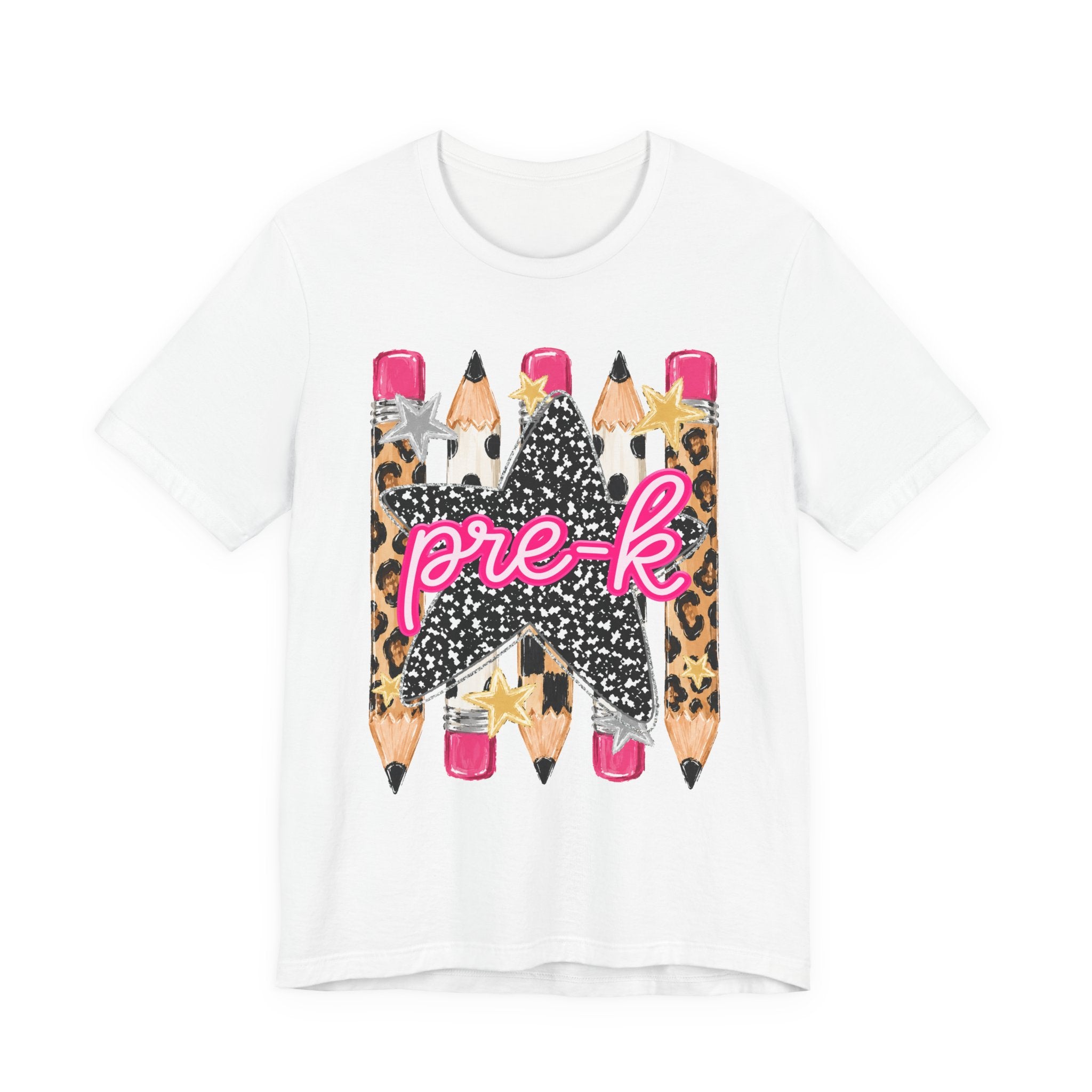 Pre-K Star Pencil T-Shirt — Cute Leopard School Teacher Tee