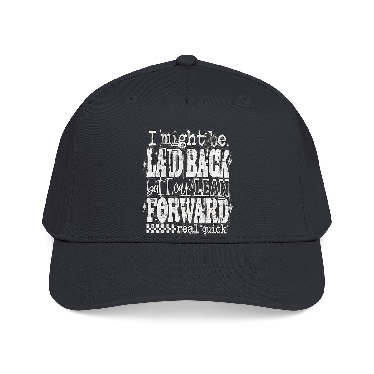 Mid Profile Baseball Cap — 'Lean Forward' Inspirational Script Cap