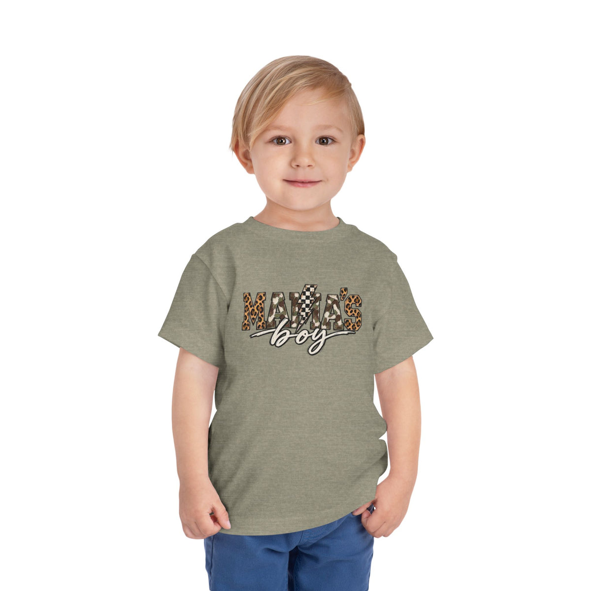 Mama's Boy Toddler matching Tee — Leopard Print Graphic Shirt for Baby Boys