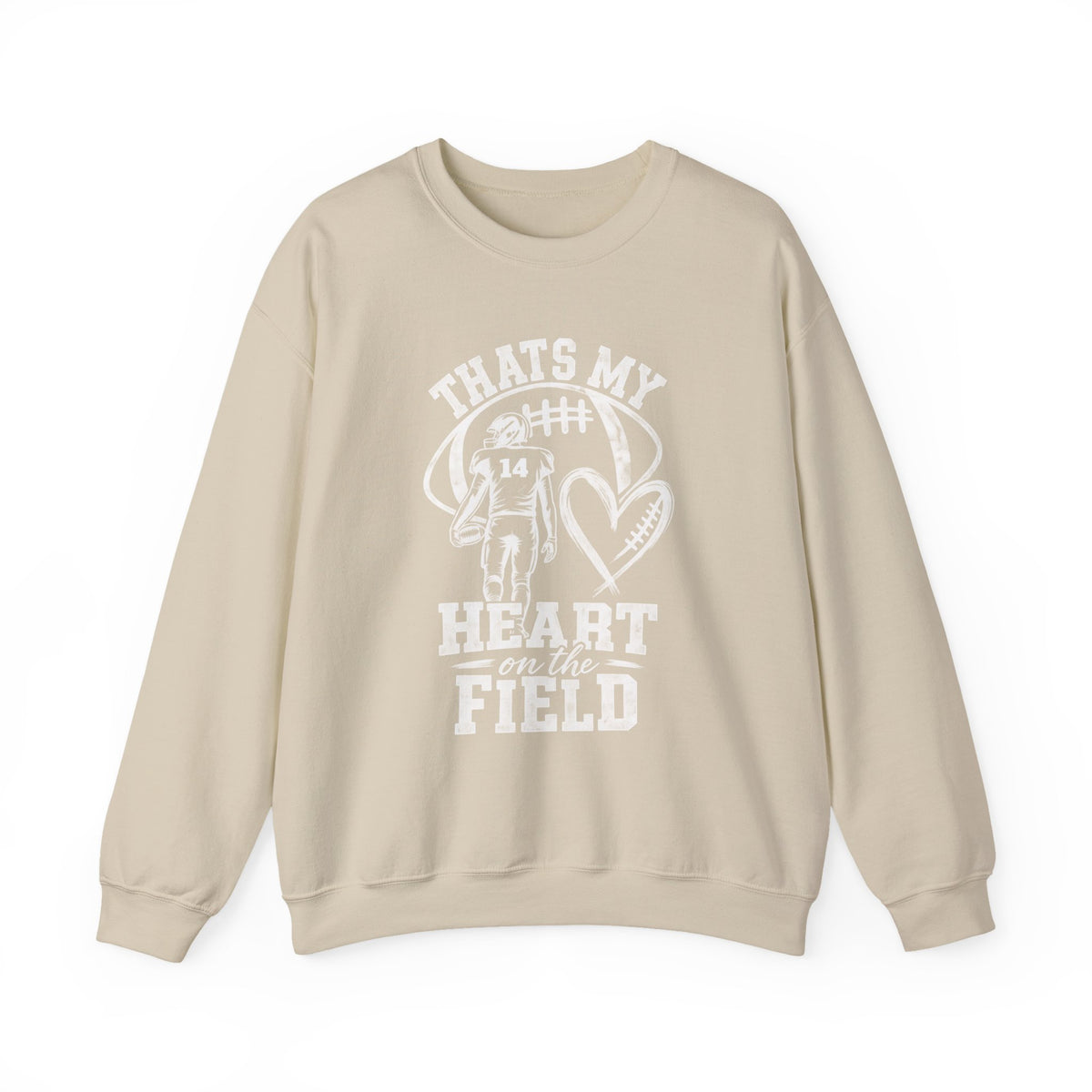 Personlizable Football Crewneck Sweatshirt - "That’s My Heart on the Field" Design