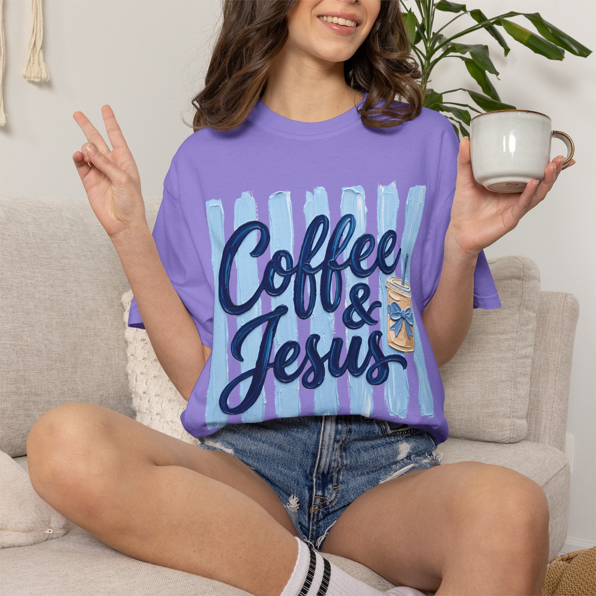 Coffee & Jesus T-shirt | Iced Coffee Graphic Tee, Christian Faith Shirt
