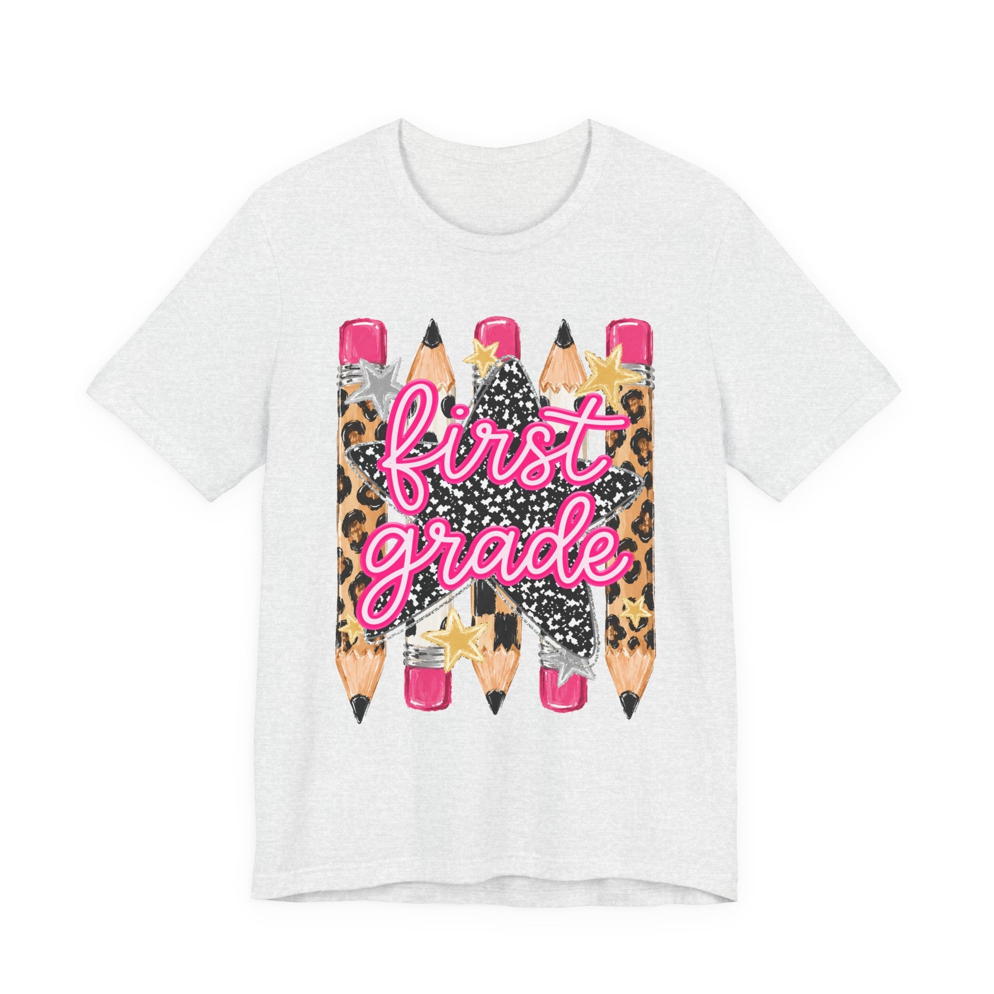 First Grade Pencils Leopard Print Kids Tee