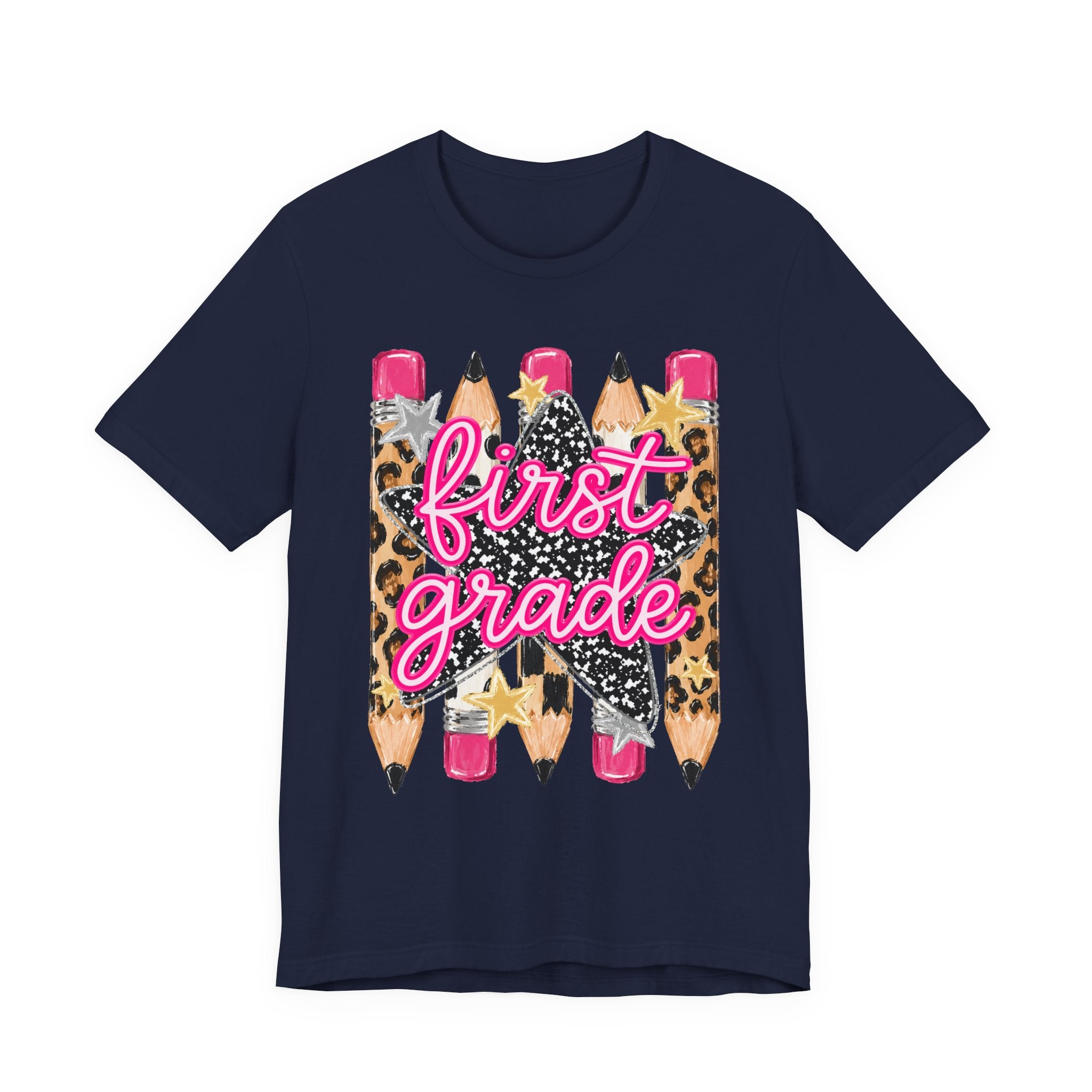 First Grade Pencils Leopard Print Kids Tee