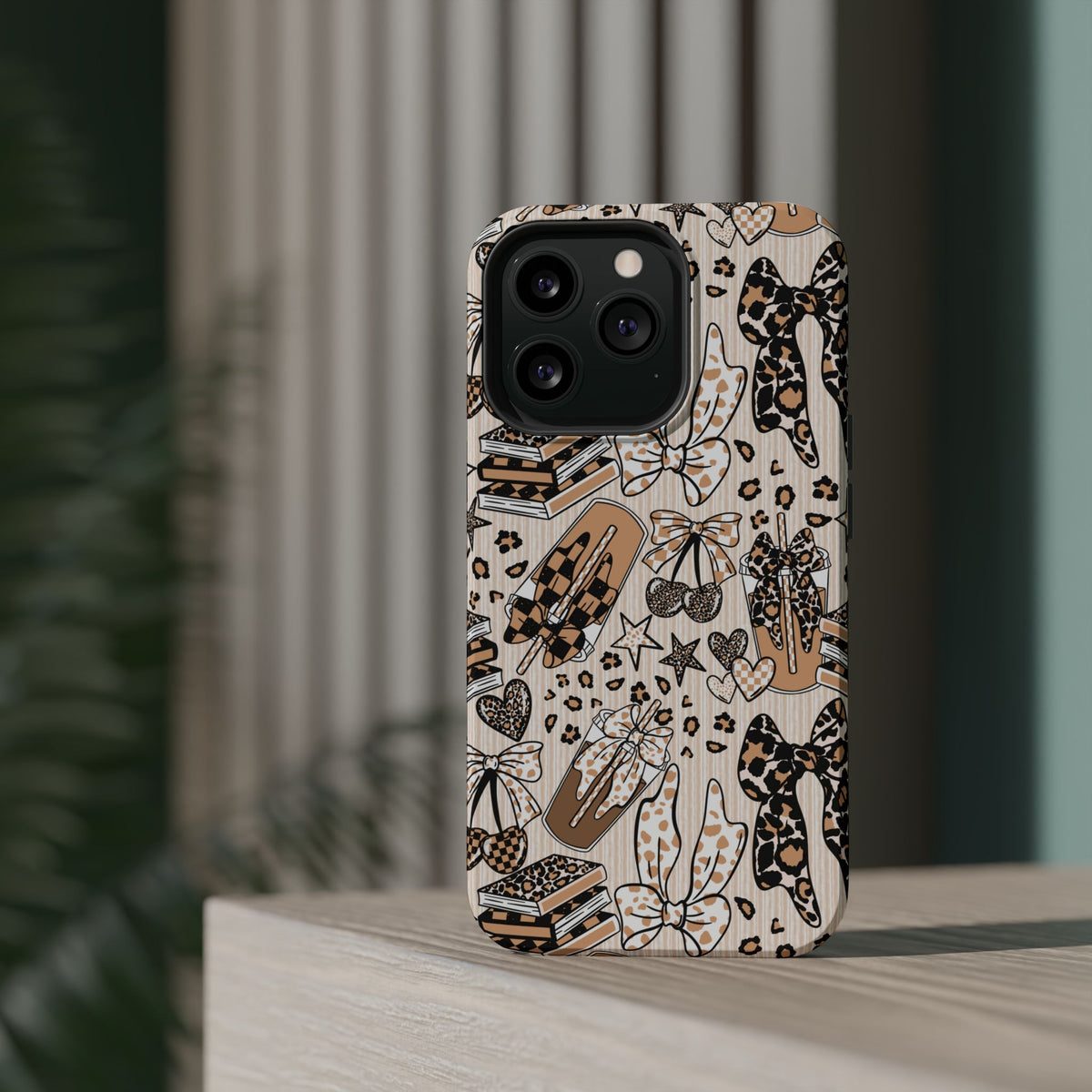 Cheetah bows iced coffee love Magnetic Impact-Resistant Cases