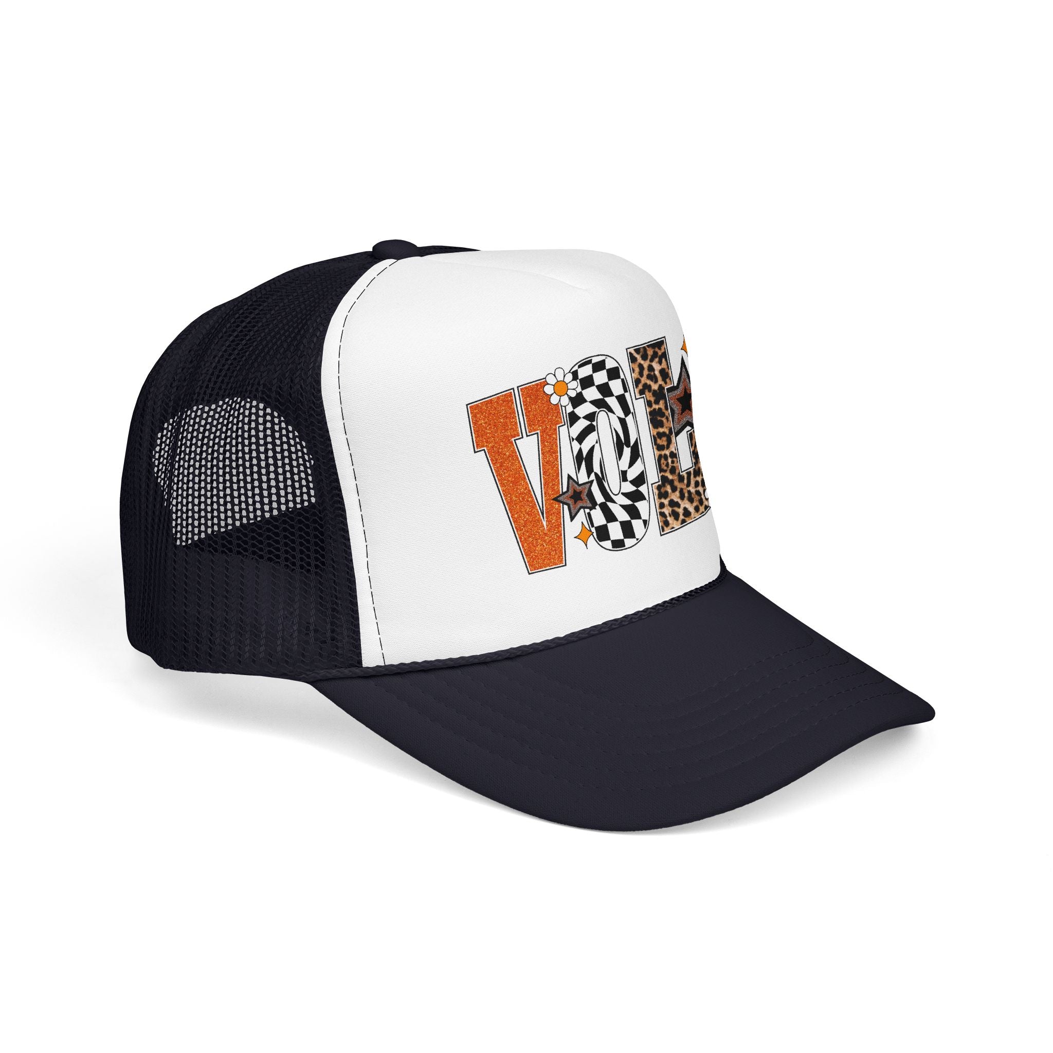 VOLS Foam Trucker Hat — Checker, Leopard & Retro Orange Design