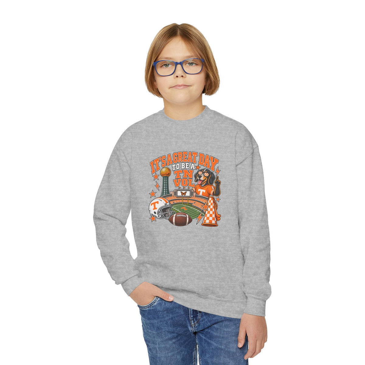 It's a great day to be a TN Vol Gildan Youth sweatshirt
