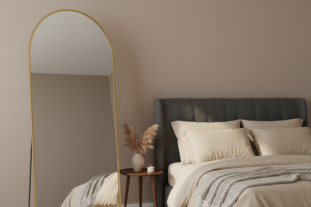 Full-Length Arched Floor Mirror with Stand - Multiple Size