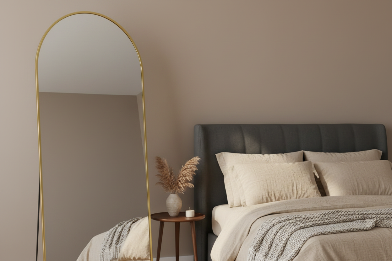 Full-Length Arched Floor Mirror with Stand - Multiple Size