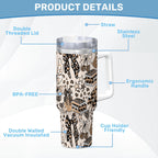 Travel Coffee Mug with Handle and Straw (40oz) BowsBooksCoffeeCheetah