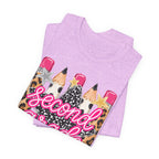 Second Grade Pencil Leopard Print T-Shirt — Back to School Teacher & Student Tee