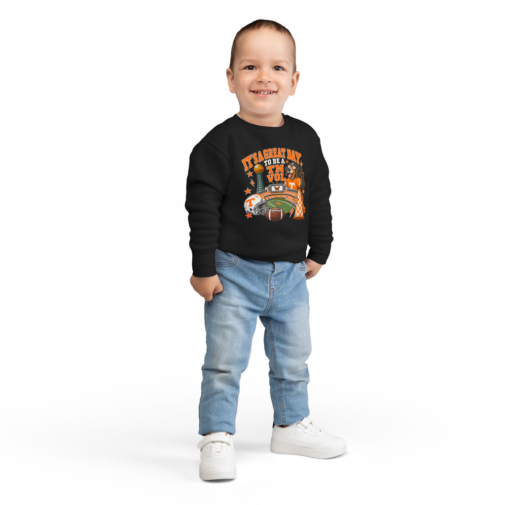 Toddler Sweatshirt - "It's a Great Day to Be a Vol" Football Stadium Mascot Design