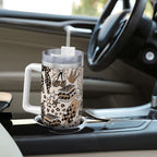 Travel Coffee Mug with Handle and Straw (40oz) BowsBooksCoffeeCheetah