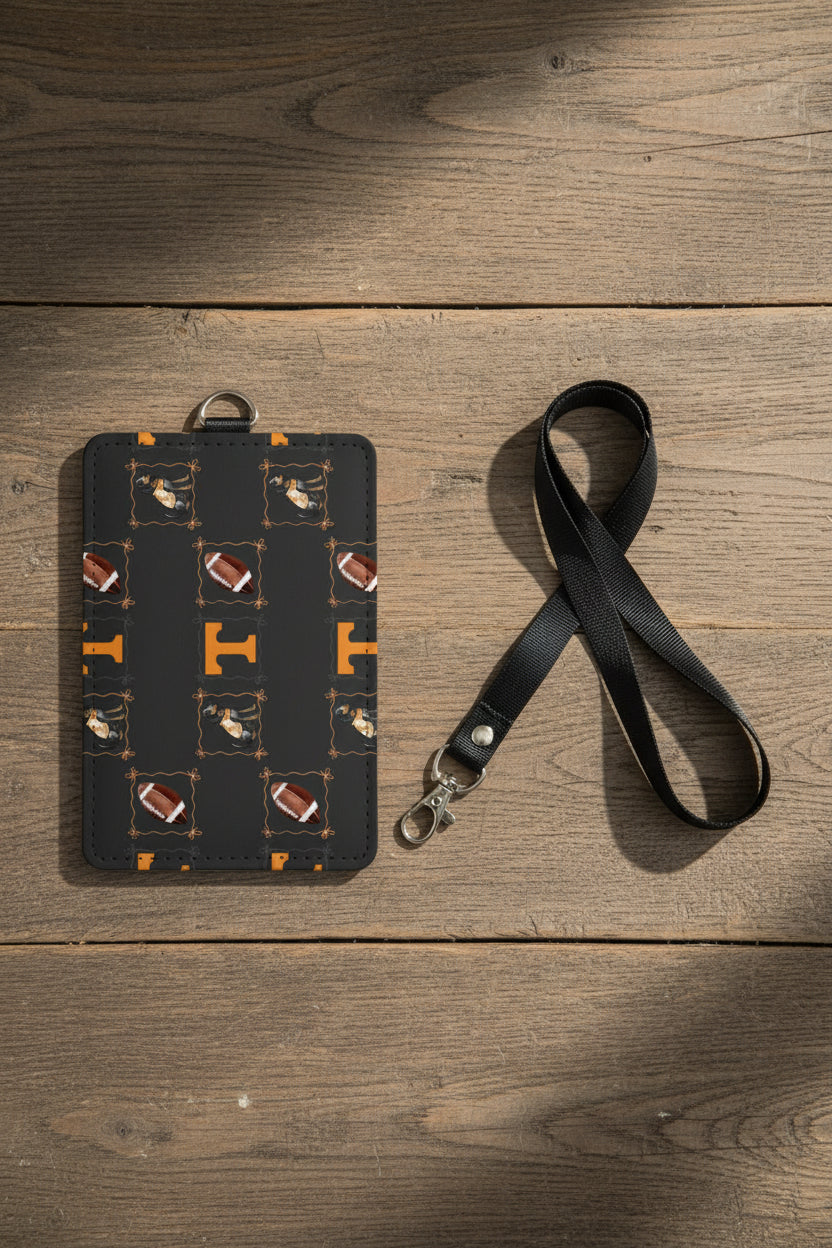Tennessee Leather ID Badge Holder with Lanyard (Vertical) SmokeyPreppyBow